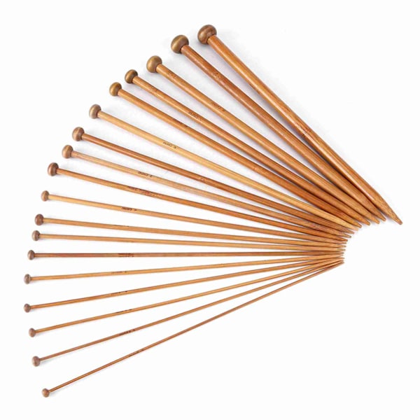 Bambusstricknålar Set, Enstaka Spetsar Kolatiserad Sticknålar 18 Storlekar (2mm till 10mm)