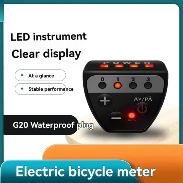 LED-kontrollpaneldisplay kompatibel med elsykkel med 36V-48V G20-måler og 5-pinners vanntett kontakt - Perfekt
