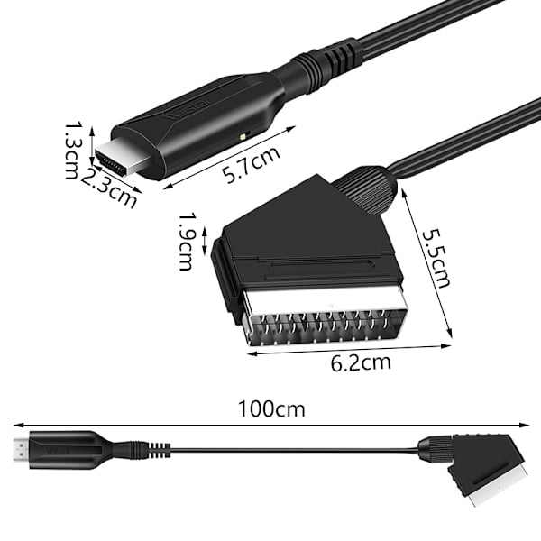 Ny stil HDMI til SCART kabel 1 meter langt direkte forbindelse co