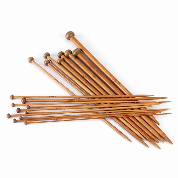 Bambusstricknålar Set, Enstaka Spetsar Kolatiserad Sticknålar 18 Storlekar (2mm till 10mm)