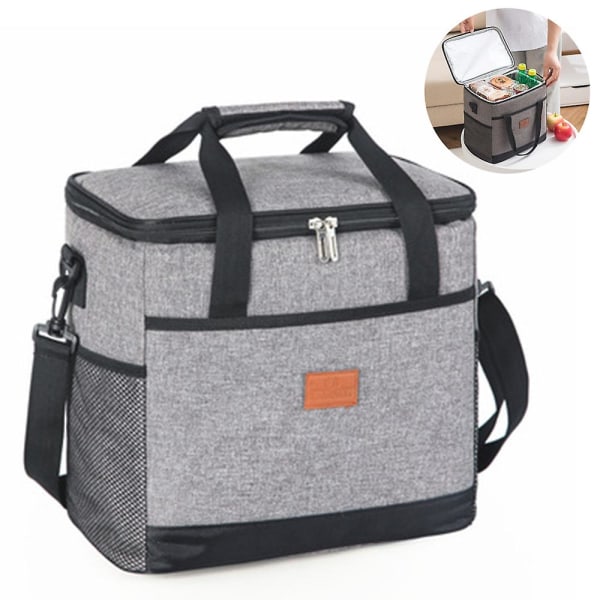 Lunchväska 15l/25l Isolerad Lunchbox Soft Cooler Kylväska Gray 15L