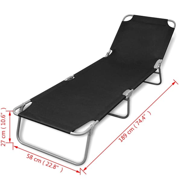 【YD】vidaXL liggestol med justerbart ryglæn, foldbar, sort Black Svart
