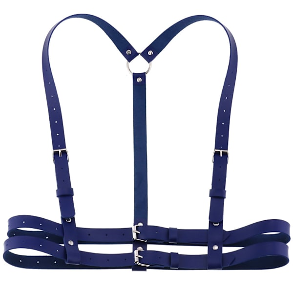 Läder Body Sele Rem Bälten Smycken Gothic Accessoarer Navy Blue