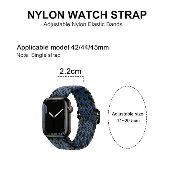 Justerbar iwatch-reim i nylon (42/44/45 mm, blå kamuflasje) Style 1