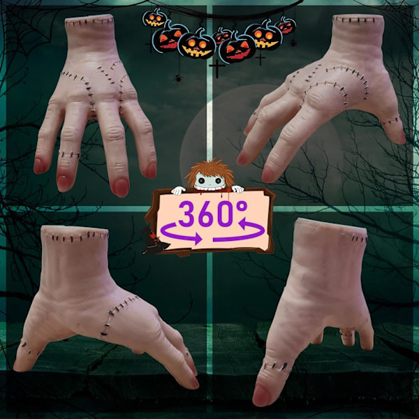 Halloween Decorations Thing Hand, 2 kpl Keskiviikon Latex Palm Realistic Scary Props koristeet, Keskiviikko Addams Family Hand keskiviikon teemajuhliin