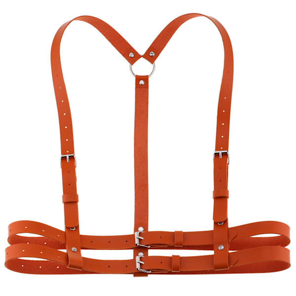 Läder Body Sele Rem Bälten Smycken Gothic Accessoarer Orange