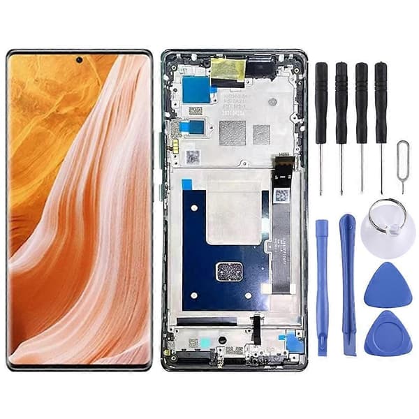 (Ny) AMOLED LCD-skærm til ZTE Axon 40 Pro A2023 Digitizer Fuld samling med ramme (sort) Black