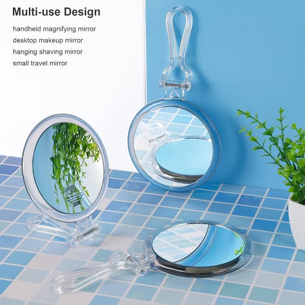 【YD】Handheld Mirror with 10x Magnification, 2 Sides with Adjustable Stand, Foldable and Portable, Suitable for Makeup, Shaving, Deep Cleaning