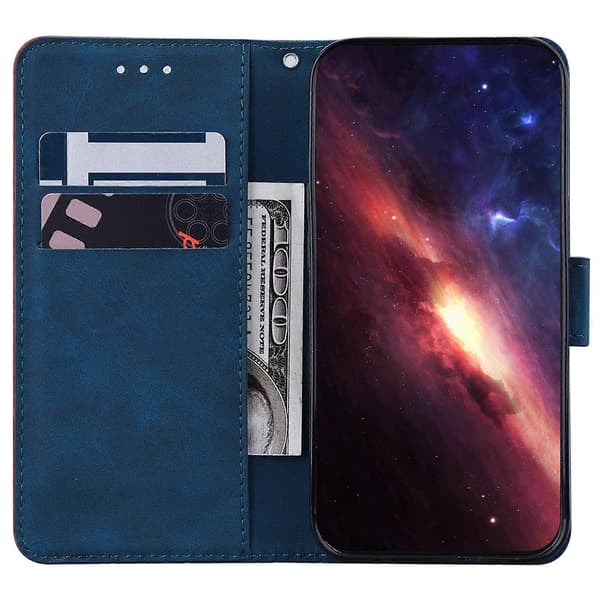 (Ny) Til Tecno Pop 4 Geometrisk Præget Læder Telefoncover Blue