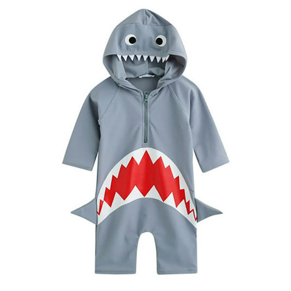 Summer Beach Badkläder UV Cartoon Shark One Piece Soldräkt för barn Pojkar Barn Badkläder 1-2years