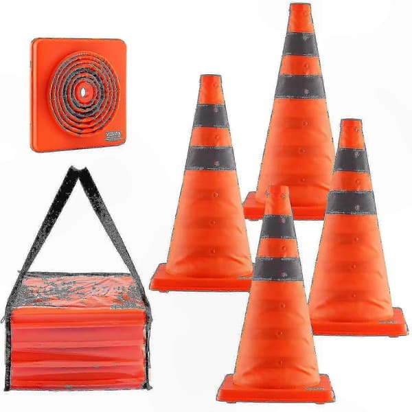 Hopfällbara säkerhetskoner 4-pack med reflekterande kragar för trafikkontroll 18 inch 2 Pack