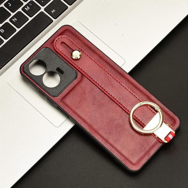 (Nytt) Telefondeksel i lær med håndleddsstropp Red For Motorola Moto E14
