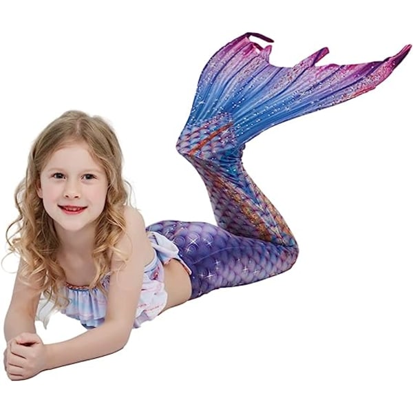 Jenter Mermaid Tail Badedrakt Kostyme Prinsesse Bikini Badedrakt Sett E410 11-12 Years