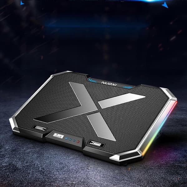 NUOXI Q8 Notebook Radiator LCD-skärm Knappstyrd RBG-luminiscens Dator Kylbas Black