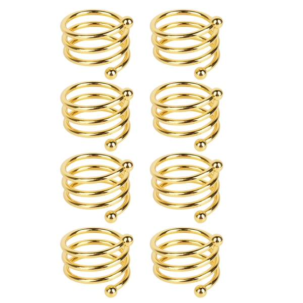 8 stk Gull Spiral serviettringer Elegante rustforebyggende metall serviettringer til bryllupsbursdagsmiddag Familiefest