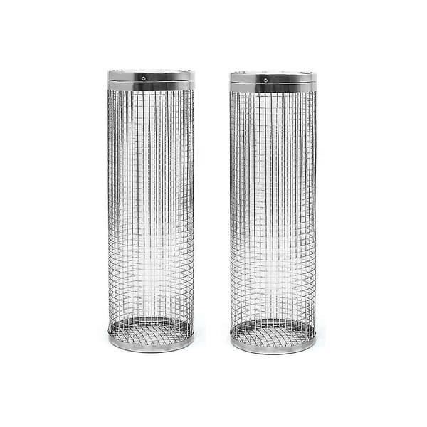 【YD】2 stk. Grillkurve - Bedste Grillkurv Nogensinde, Rund Grillnet i Rustfrit Stål Silver