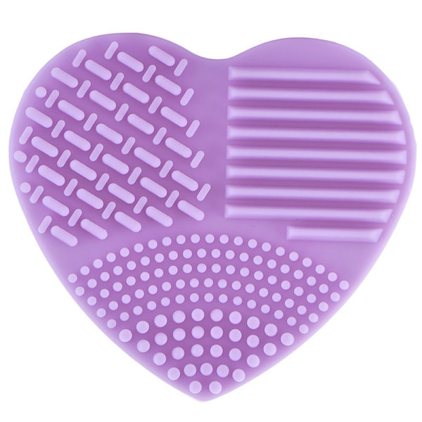 Färgglad hjärta Form rengöring Makeup borste rengöringsverktyg Purple