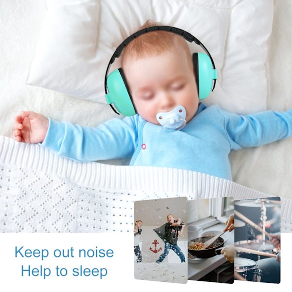 Hörselskydd för sömn, hopfällbar design, brusreducerande hörselkåpor för barn - Baby Green