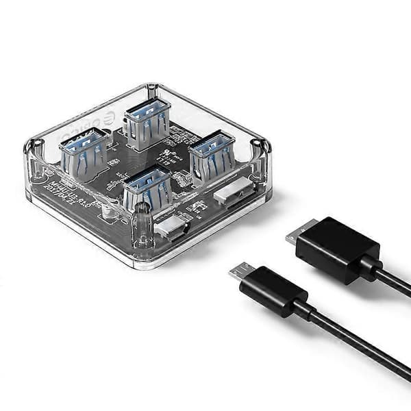 ORICO MH4U-30 USB 3.0 Transparent skrivbordshubb med 30 cm Micro USB-kabel Not Specified