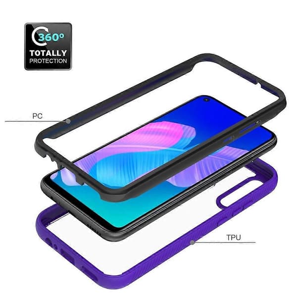 (Uusi) Huawei Y7p Starry Sky Solid Color -sarjan iskunkestävä PC + TPU suojakotelo Purple