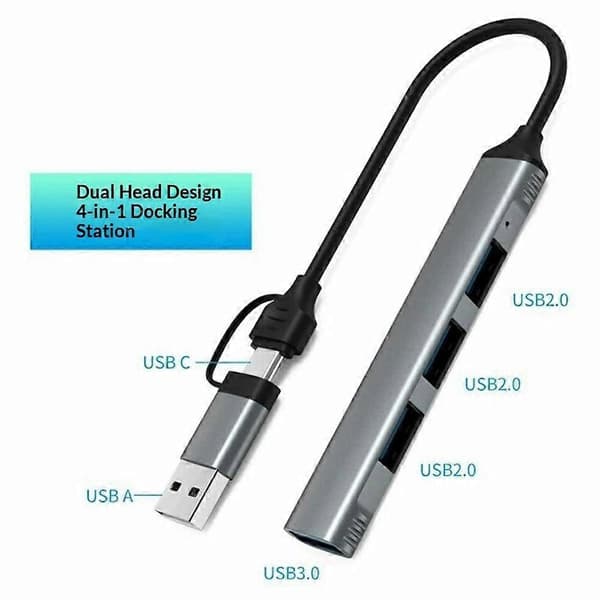 (Ny) HC-77 Bærbar USB-C / USB-A Plug HUB USB3.0 og 3 x USB 2.0 Dockingstasjon i aluminiumslegering Not Specified