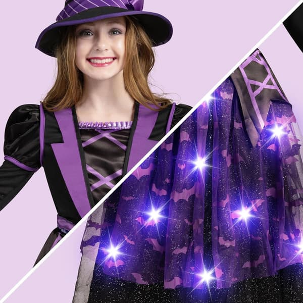 Halloween-heks kostume til børn, lysende heksekjole 90cm