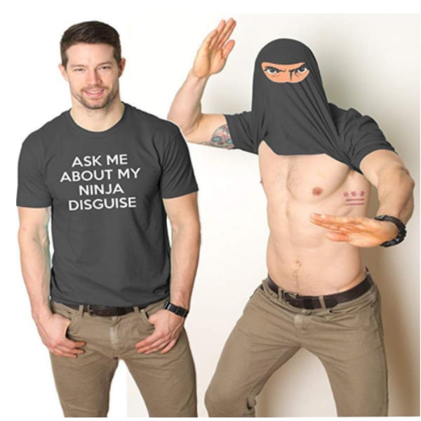Mænd Gave - Spørg mig om min Ninja forklædning T-shirt kortærmet dark grey L