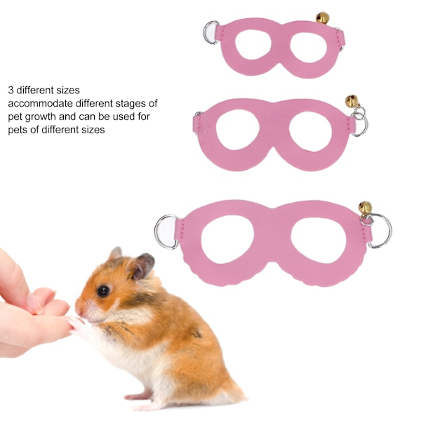 Pink Blød Kunstlæder Hamstersele og Snor Sæt med Klokke for Nem Muse Gåtur