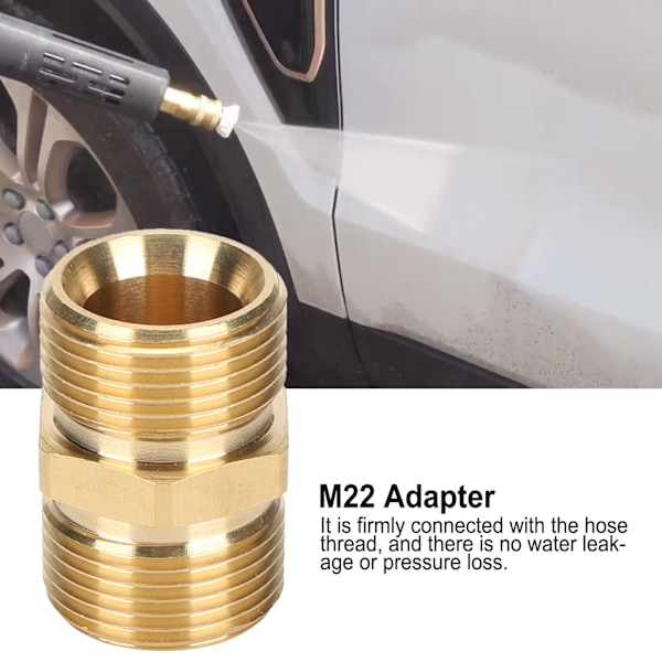 Messing M22 Hann-gjengeadapter for høytrykkssprøyter - 14mm Slangekoblingskobling