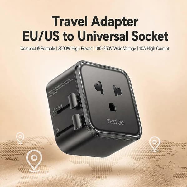 (Ny) Yesido MC46 Bärbar Universal Reseadapter Black