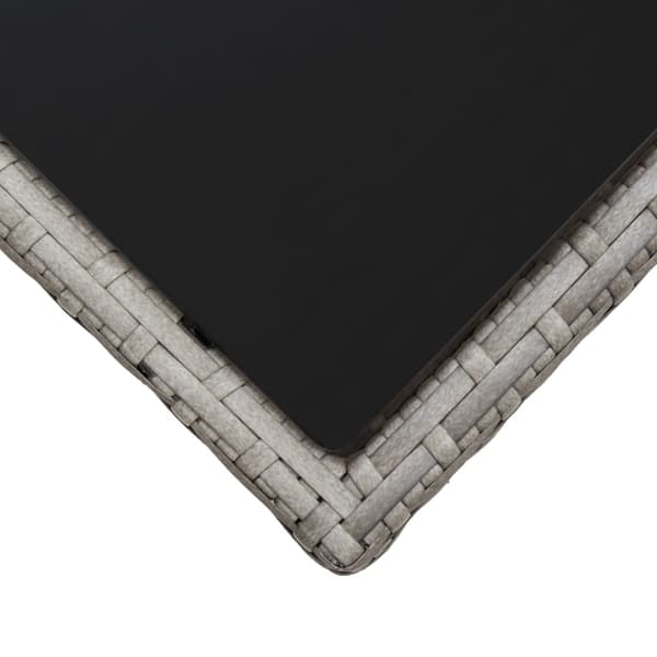 【YD】vidaXL Sofabord grå 45x45x40 cm polyrattan og glas Grey grå