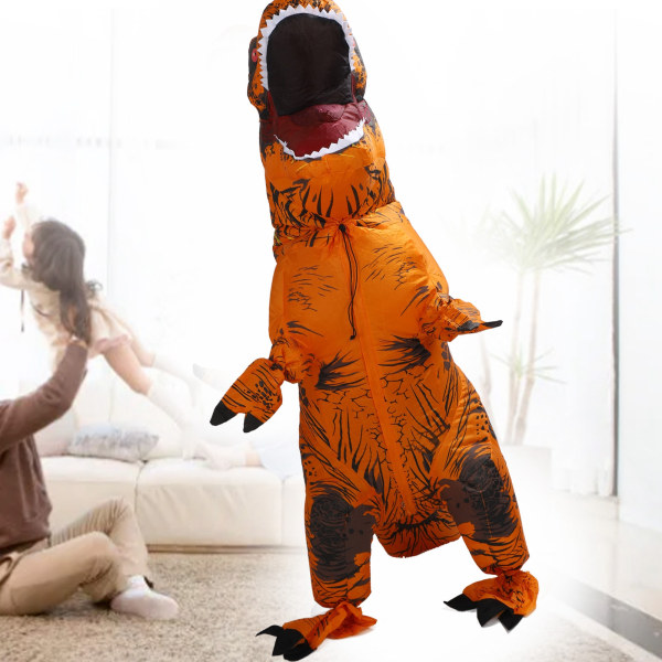 Dinosauriekostym T Rex Uppblåsbar Dinosaurieblåsningsdräkt för Halloween Cosplay Party Julbarn 120‑140 cm Brun Brown Kid 120‑140cm