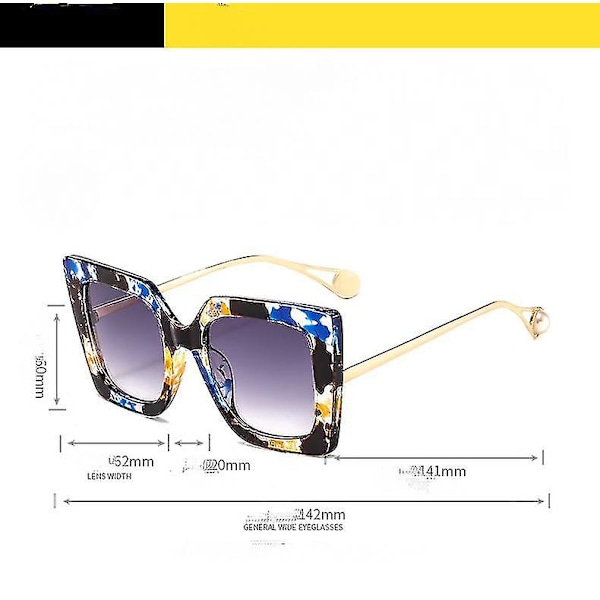 Neliömäiset gradienttilasit, paksut metallirunkoiset aurinkolasit miehille ja naisille - kilpikonnankuorikehys teepala tortoise shell frame tea piece