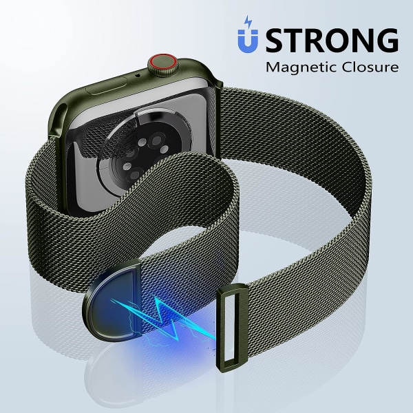 Metalbånd, der er kompatibelt med Apple Watch-bånd 40 mm 38 mm 41 mm Green 42/44/45/49mm