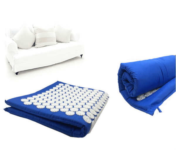 【YD】Akupressurmåtte med pude til massage og afslapning Blå
