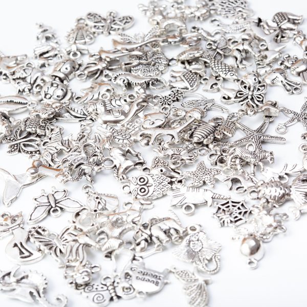 100 st Silverberlocker blandade antika stilar hängen DIY