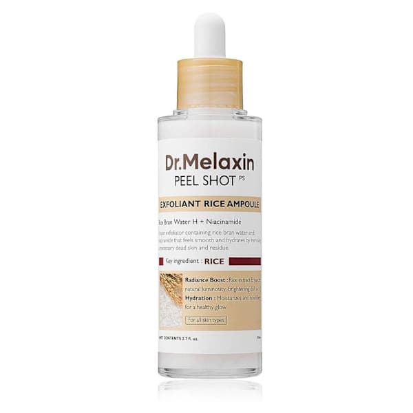 【YD】Dr.Melaxin PEEL SHOT GLOW EXFOLIANT RICE AMPOUL (HVID RIS/SORT RIS) gul ris yellow rice 80ml
