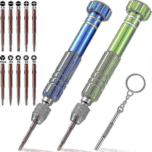 Brillereparationssæt med 10 magnetiske spidser til briller og ur Grönblå