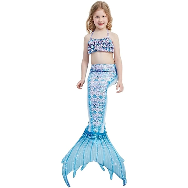 Tyttöjen Mermaid Tail -uimapukuasu Prinsessa Bikini set E401 3-4 Years