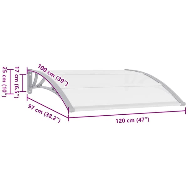 【YD】vidaXL Sisäänkäynnin katos harmaa 120x100 cm PC Grey grå