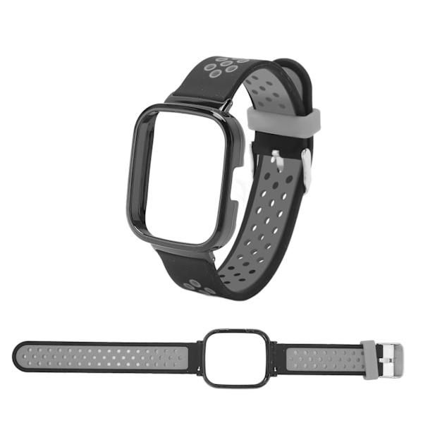 2 i 1 Udskiftningsrem til Redmi Watch 3 - Hurtigudløsning Blød Silikone Svedtæt Smartwatch Armbånd i Sort Grå