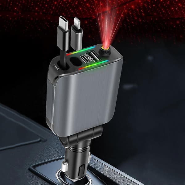 (Ny) E1 4-i-1 Multifunksjonell Bil Bluetooth MP3-lader med Stjernehimmel Atmosfære Spotlight Black