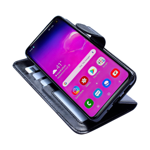 Samsung Galaxy S10 - PU Læder Pung Etui Svart
