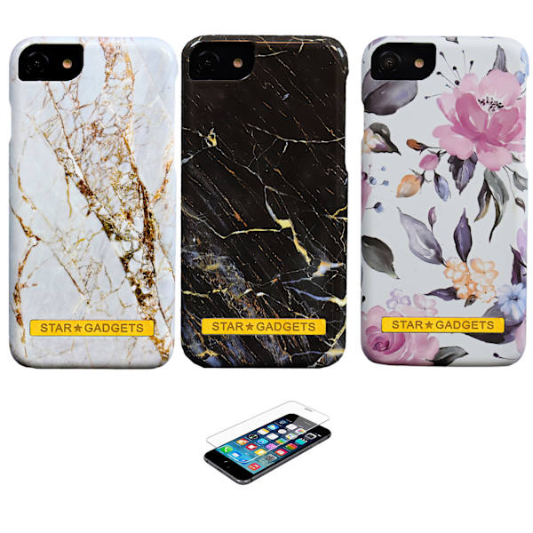 iPhone 7/8/SE (2020 & 2022) - Skal / Skydd / Blommor / Marmor Rosa