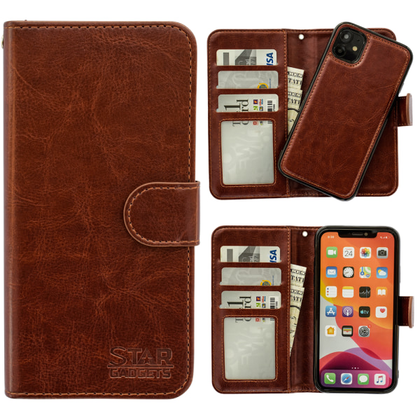 iPhone 11 - PU-nahkainen case Brun