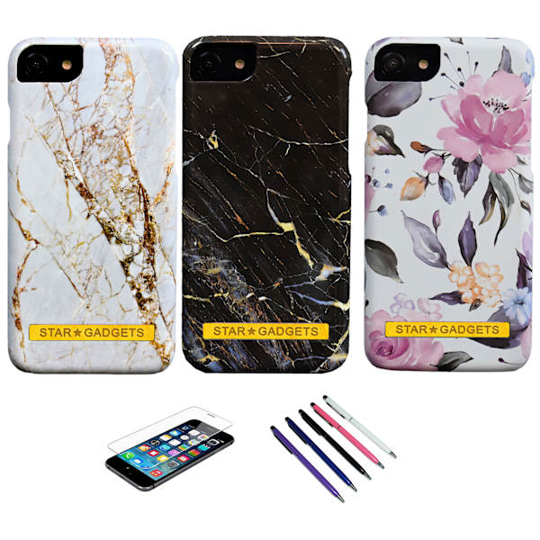 iPhone 7/8/SE (2020 & 2022) - Beskyttelse af blomster / marmor Rosa
