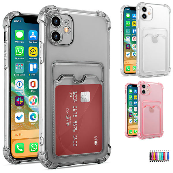 iPhone 11 - Kort etui Beskyttelse Transparent Grå