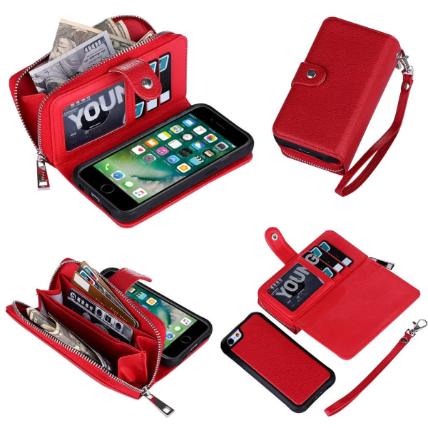 iPhone 6/6S - Plånboksfodral & Magnetskal för enkel användnin Röd