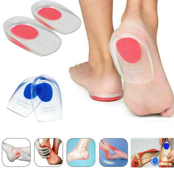 Heel Support Shoe Pads Gel Silicone Orthotic Plantar Care Blå
