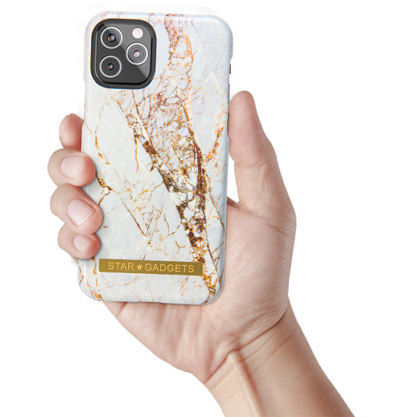 iPhone 11 Pro - Etui Beskyttelse Blomster / Marmor Vit